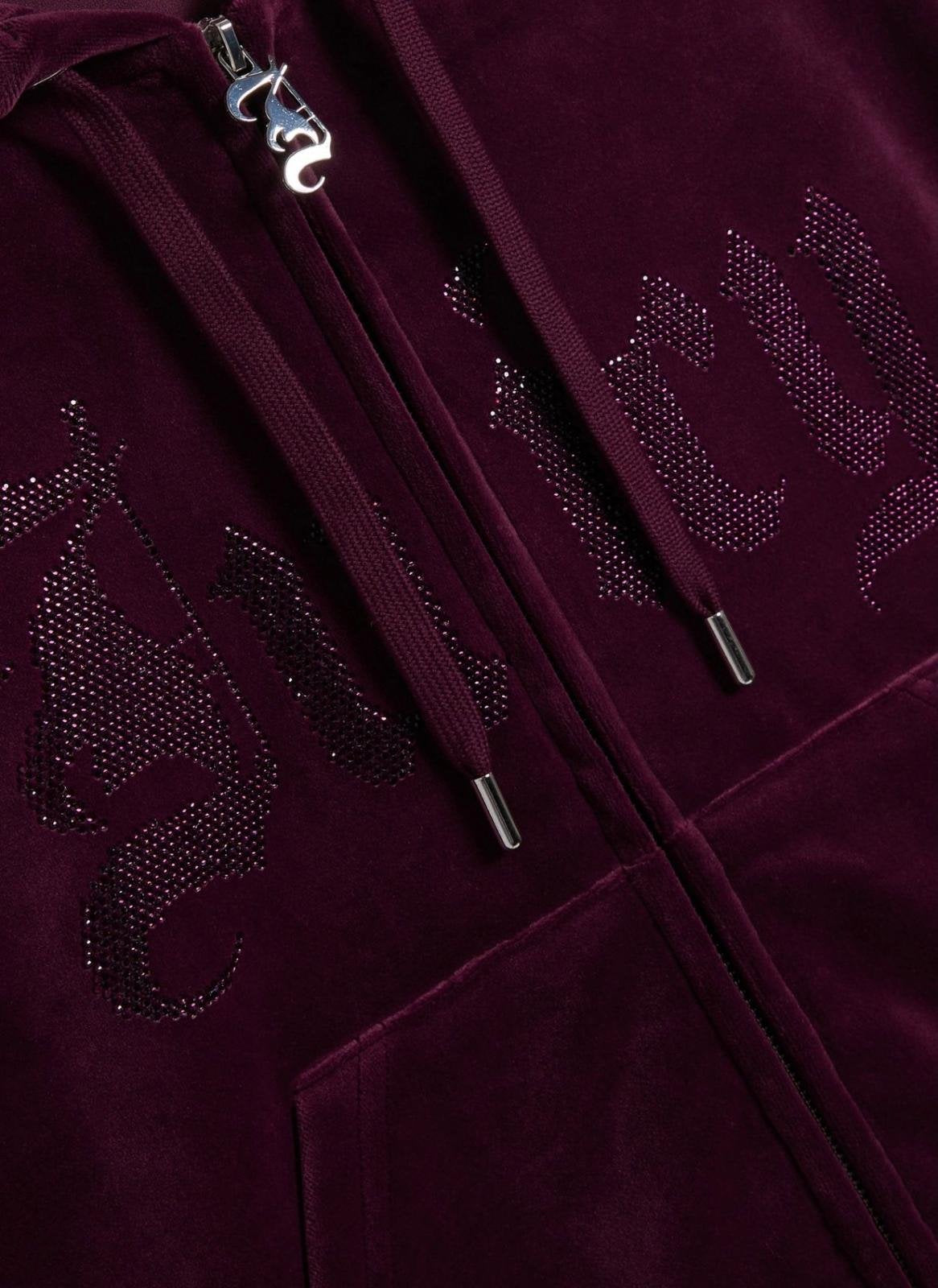 Felpa Juicy Couture full zip con cappuccio e logo strass
