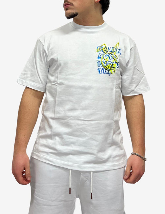 T-Shirt Pharmacy Industry con stampa scritta