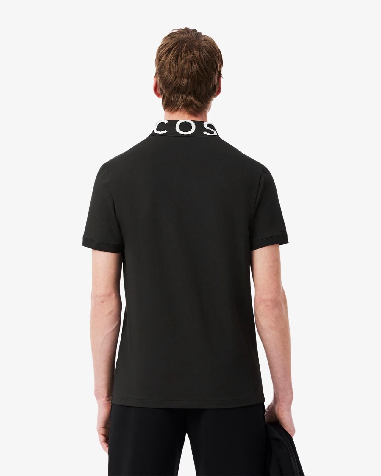 Polo Lacoste con logo sul colletto a contrasto jacquard