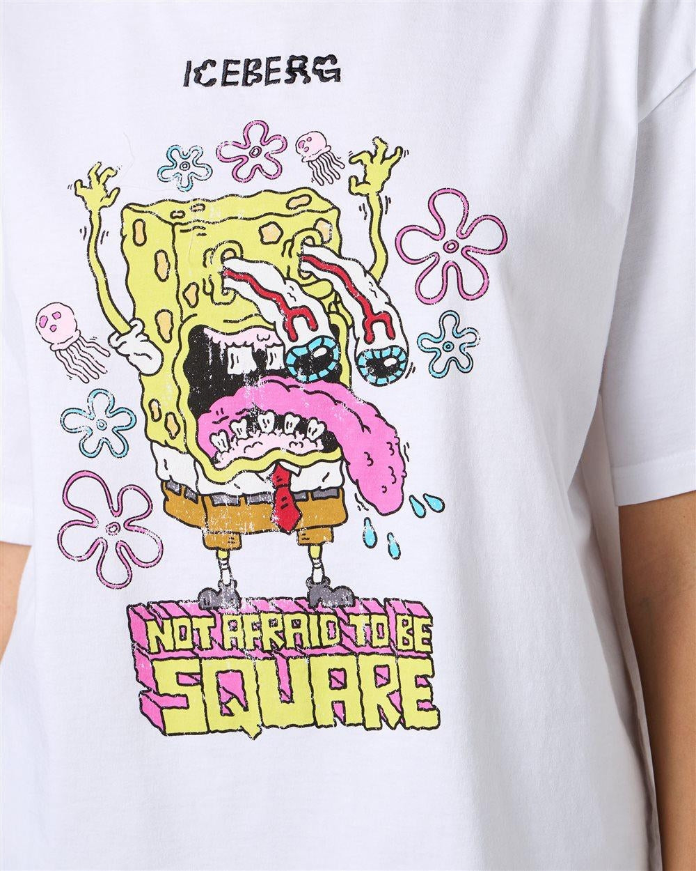 T-Shirt Iceberg X Spongebob con ricamo e stampa donna