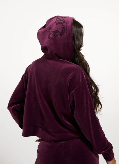 Felpa Juicy Couture full zip con cappuccio e logo strass