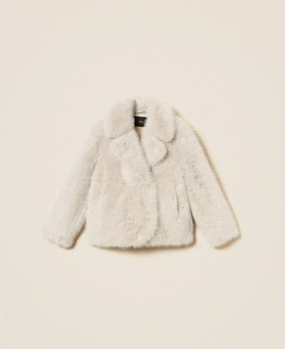 Cappotto Twinset Actitude doppiopetto in faux fur donna