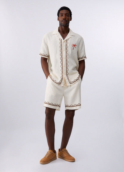 Camicia Liu Jo in misto lino ricamata uomo