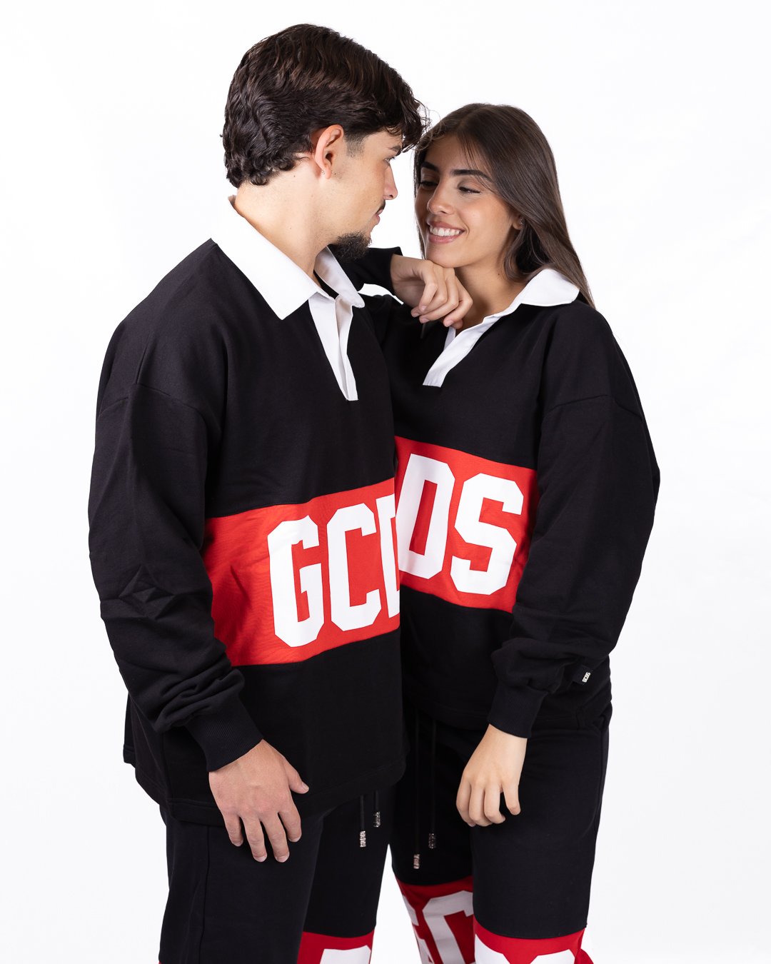 Felpa polo con maxi logo GCDS a contrasto 