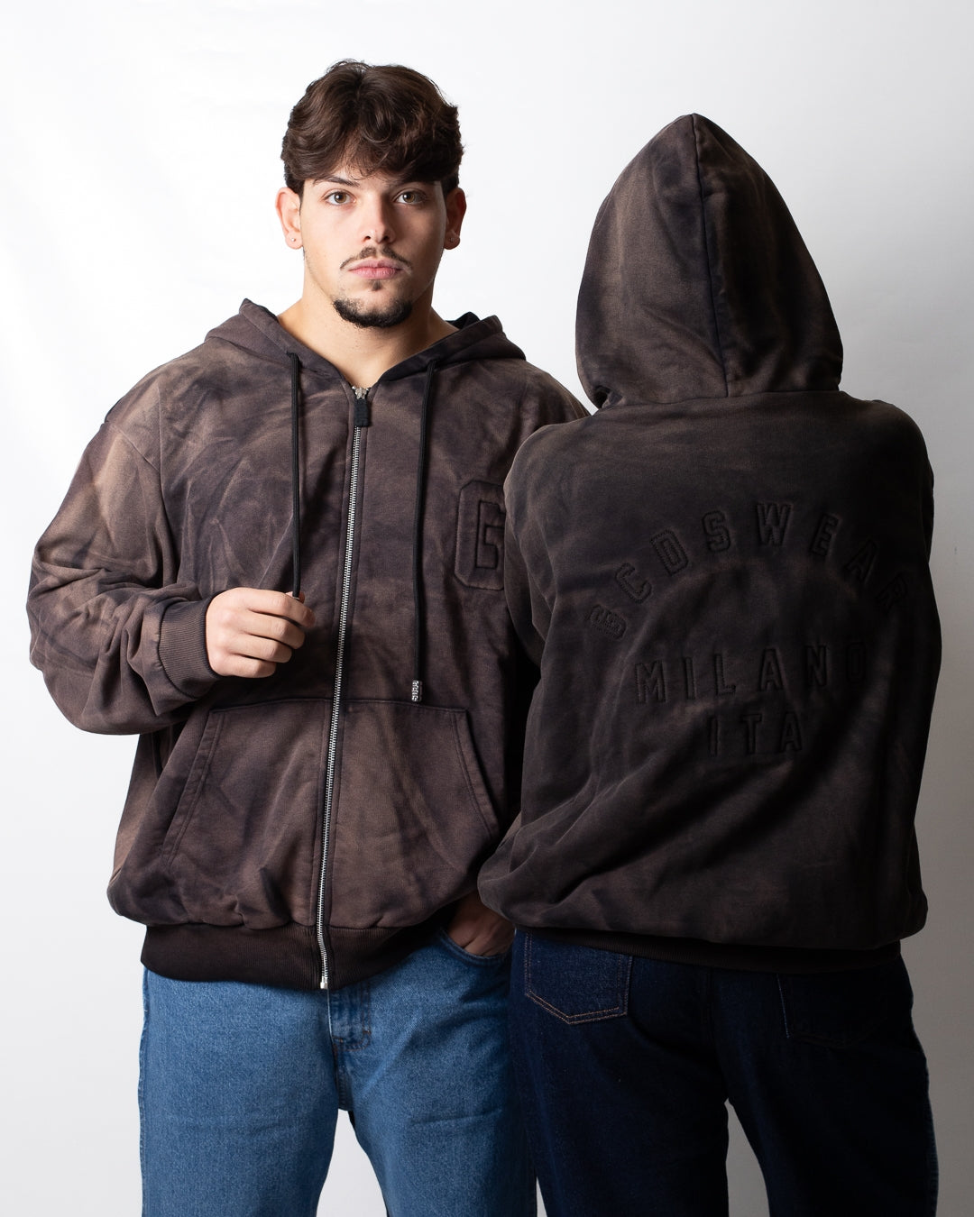 Felpa GCDS fullzip con cappuccio "Faded"