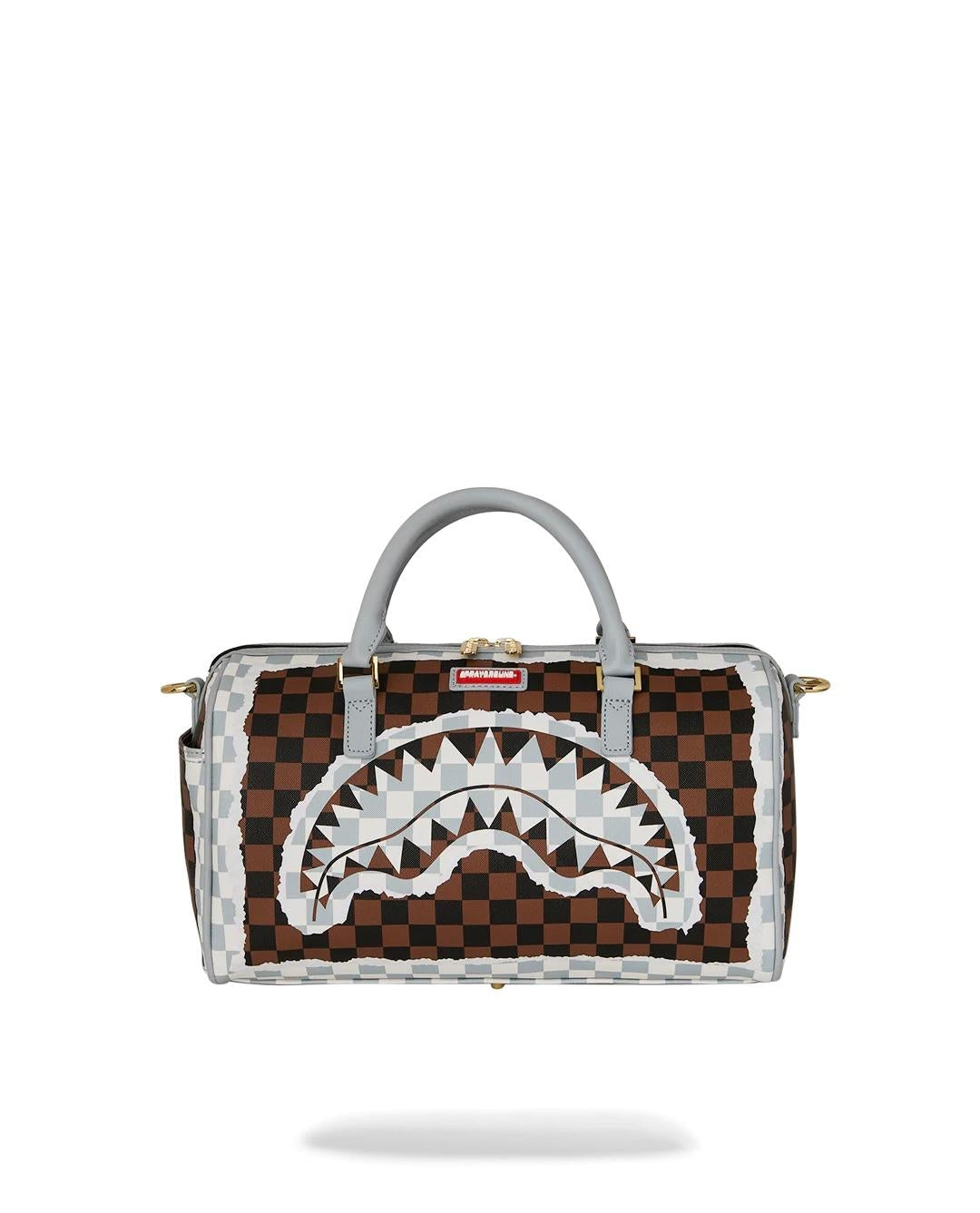 Borsa Sprayground marrone "CREAM AND BROWN TEAR CHECK MINI DUFFLE"
