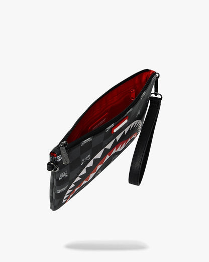 Pochette Sprayground nero GRAY PEEKING CHARACTER CHECK CROSSBODY POUCHETTE clutch con tracolla