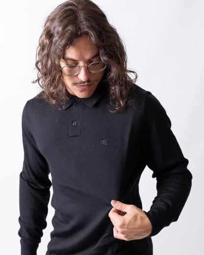 Maglia Calvin Klein polo in lana merino uomo