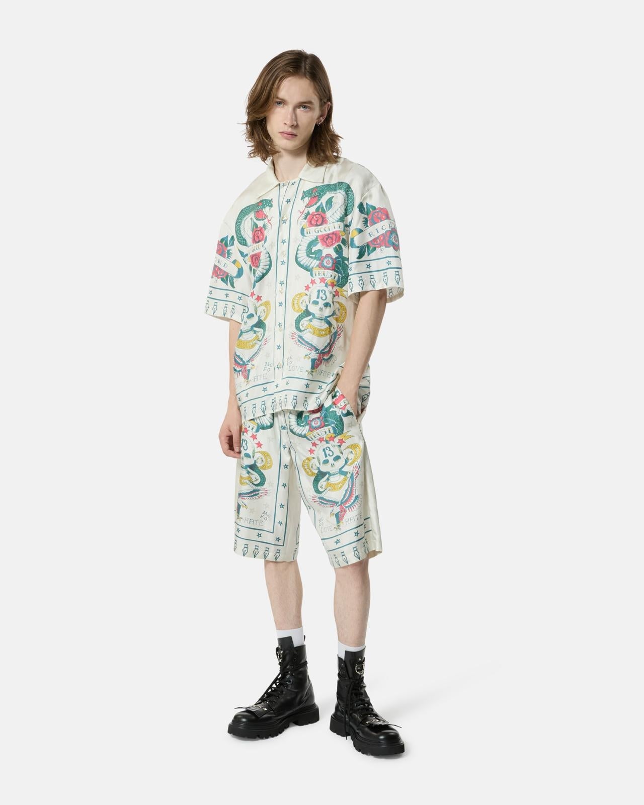 Camicia John Richmond "In good we trust" in seta uomo