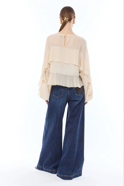 Jeans Nenette wide leg con fibbia donna