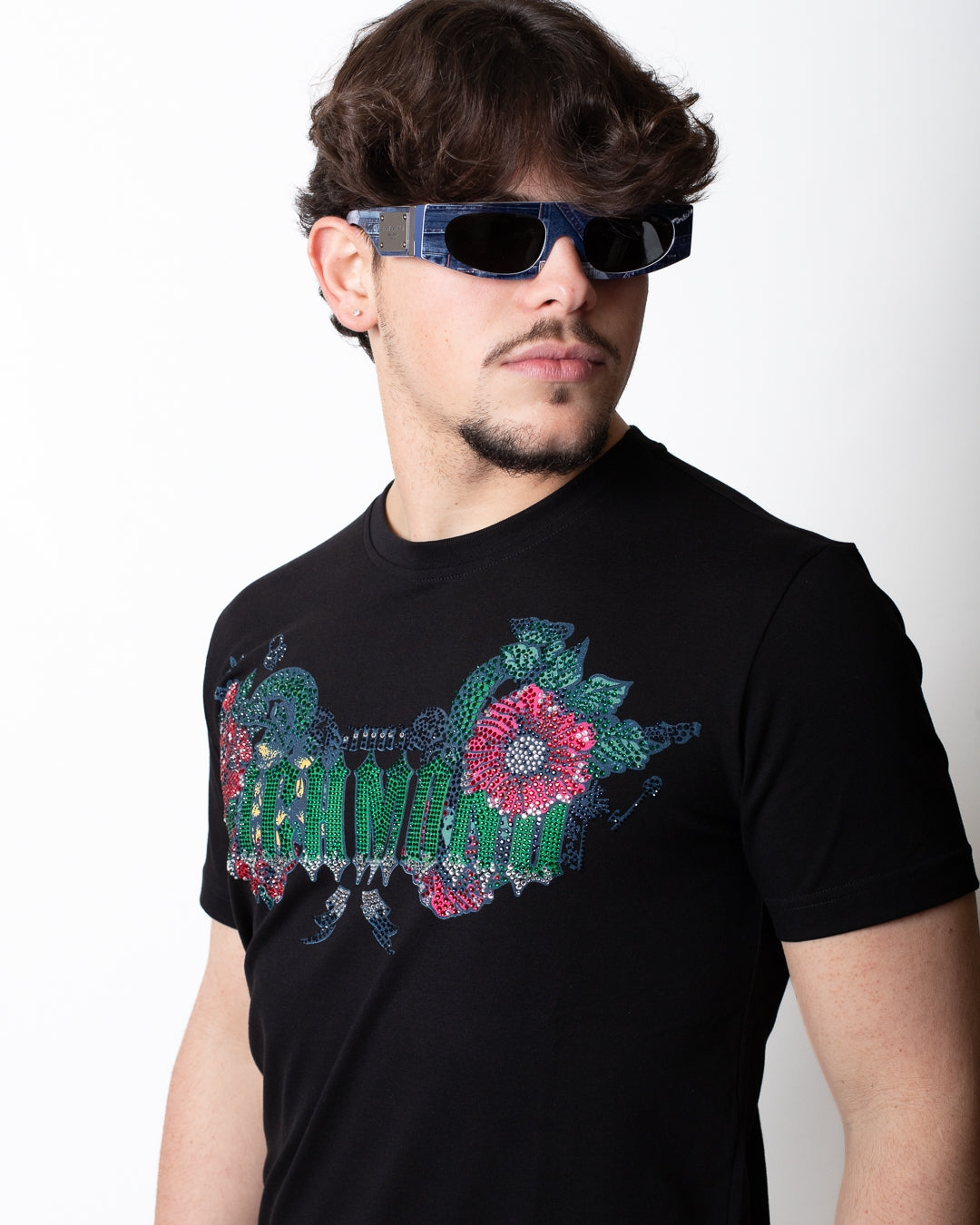T-Shirt John Richmond con stampa e strass uomo