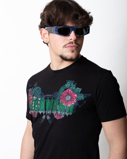 T-Shirt John Richmond con stampa e strass uomo